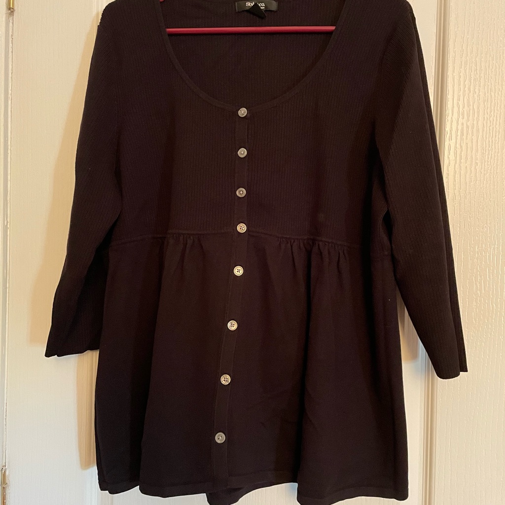 Style Co Black ButtonFront Cardigan Babydoll Cut Style Co Black ButtonFront Cardigan Babydoll Cut